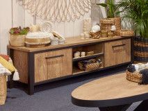 Meuble tv-hifi LOVELY 2 portes teck orangé