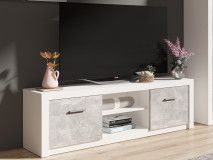 Meuble tv-hifi GENJI 2 portes béton/blanc