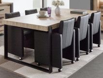 Table repas TRAMO 184 cm chêne vieilli pieds U