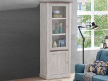 Vitrine NELI 2 portes chêne blanc/chêne d'automne