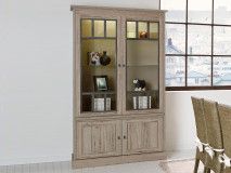 Vitrine YORKO 4 portes chêne cristal clair