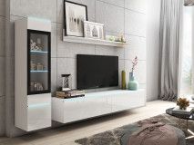 Mur tv-hifi VITTORIO 4 portes blanc brillant