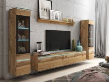 Mur tv-hifi VITTORIO 6 portes chêne wotan avec led