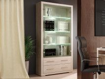 Vitrine VEIGAR 2 portes 2 tiroirs santana clair avec led