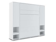 Lit mural escamotable CONCEPTION PRO 140x200 cm blanc mat (vertical) avec armoires et matelas