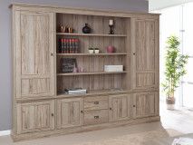 Armoire YORKO 6 portes 2 tiroirs chêne cristal clair