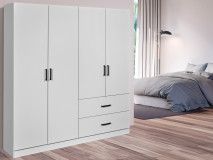 Armoire WILLY 4 portes 2 tiroirs blanc