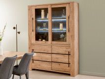 Vitrine OTTIZ 4 portes coulissantes chêne scarlet