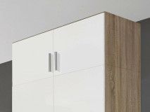 Surmeuble CELLON sonoma 2 portes blanc brillant