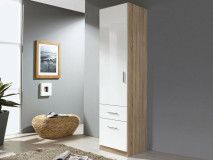 Armoire CELLON sonoma 1 porte et 2 tiroirs (gauche) blanc brillant