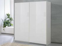 Armoire SALSA blanc laqué 2 portes coulissantes 180 cm portes blanc laqué