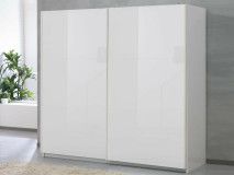 Armoire SALSA blanc laqué 2 portes coulissantes 230 cm portes blanc laqué