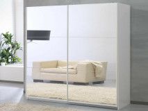 Armoire SALSA blanc laqué 2 portes coulissantes 230 cm portes miroir