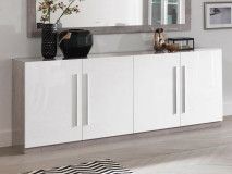 Buffet/bahut GRENADE 4 portes marbre laqué/blanc laqué