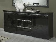Buffet/bahut REBECCA 2 portes et 3 tiroirs noir laque
