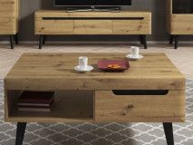 Table basse NORDO 1 tiroir 1 niche chêne artisan