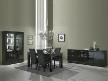 Salle à manger ROMEO noir laque avec led sans chaises
