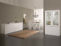 Salle à manger REBECCA blanc laque avec led