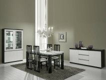 Salle à manger REBECCA noir laque/blanc laque avec led sans chaises