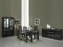 Salle à manger REBECCA noir laque avec led sans chaises
