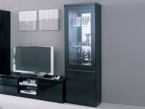 Vitrine ROMEO 2 portes noir laque avec led