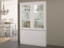 Vitrine REBECCA 4 portes blanc laque avec led