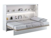 Lit mural escamotable CONCEPTION PRO 120x200 cm blanc/blanc brillant (horizontal) avec matelas