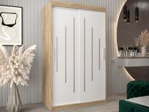  Armoire YORKNEW 2 portes coulissantes 120 cm sonoma/blanc