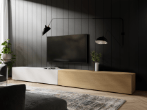 Meuble tv-hifi KINGSTON DUO 2 portes battantes 280 cm chêne/blanc mat