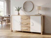 Buffet/bahut OLIANNE 2 portes 3 tiroirs chêne naturel/blanc