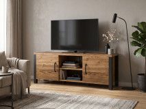 Meuble tv-hifi OLIANNE 2 portes épicéa appenzeller/noir