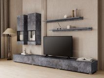 Mur tv-hifi BABEL 5 portes ardoise colorée