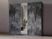 Armoire INDIRA 5 portes 2 tiroirs ardoise colorée avec led