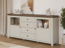 Buffet/bahut EVOCO 2 portes 4 tiroirs cachemire/chêne dunin avec led