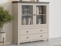 Vitrine EVOCO 2 portes 2 tiroirs cachemire/chêne dunin