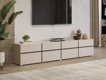 Meuble tv-hifi CROSSAIR 4 portes battantes 4 tiroirs cachemire