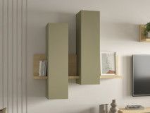 Armoire murale BOTSWANA 2 portes chêne lindberg/vert eucalyptus