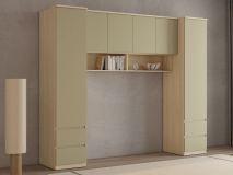 Pont de lit THEODORA 160 cm chêne lindberg/vert eucalyptus fermé