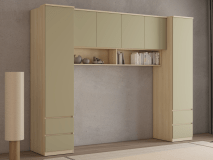 Pont de lit THEODORA 180 cm chêne lindberg/vert eucalyptus fermé