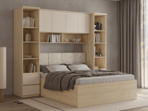 Lit pont THEODORA 160x200 cm chêne lindberg/sable ouvert