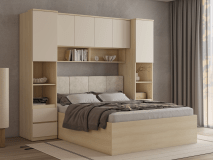 Lit pont THEODORA 160x200 cm chêne lindberg/sable semi-ouvert