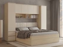 Lit pont THEODORA 180x200 cm chêne lindberg/sable fermé