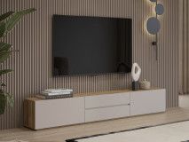 Meuble tv-hifi KRISY 2 portes 2 tiroirs cachemire/chêne mauvella