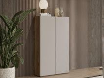 Commode haute KRISY 2 portes cachemire/chêne mauvella