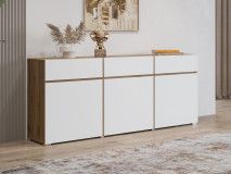 Buffet/bahut CROSSAIR 3 portes 3 tiroirs blanc/chêne wotan