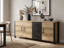 Buffet/bahut OLIANNE 3 portes 3 tiroirs chêne naturel