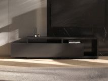 Meuble tv-hifi BOTSWANA 2 tiroirs mat noir