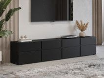 Meuble tv-hifi CROSSAIR 4 portes battantes 4 tiroirs noir