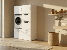 Meuble WASHING 1 machine avec armoire linge LARGE blanc