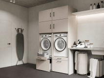 Meuble WASHING 2 machines côte à côte cachemire avec 4 surmeubles